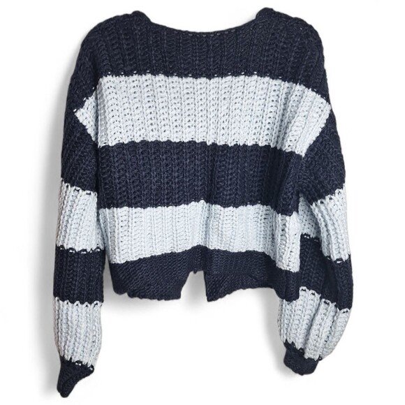 Cider Open Front Sweater Cardigan Open Front Navy Light Blue Tie Closure XL - Picture 5 of 6